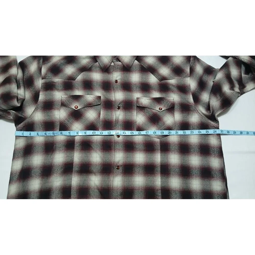 Outback Trading Company Mens XXL Western‎ PearlSnap Burgundy Long Sleeve Flannel